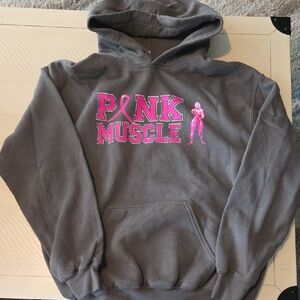 Gildan Gray Hoodie with Pink Graphic